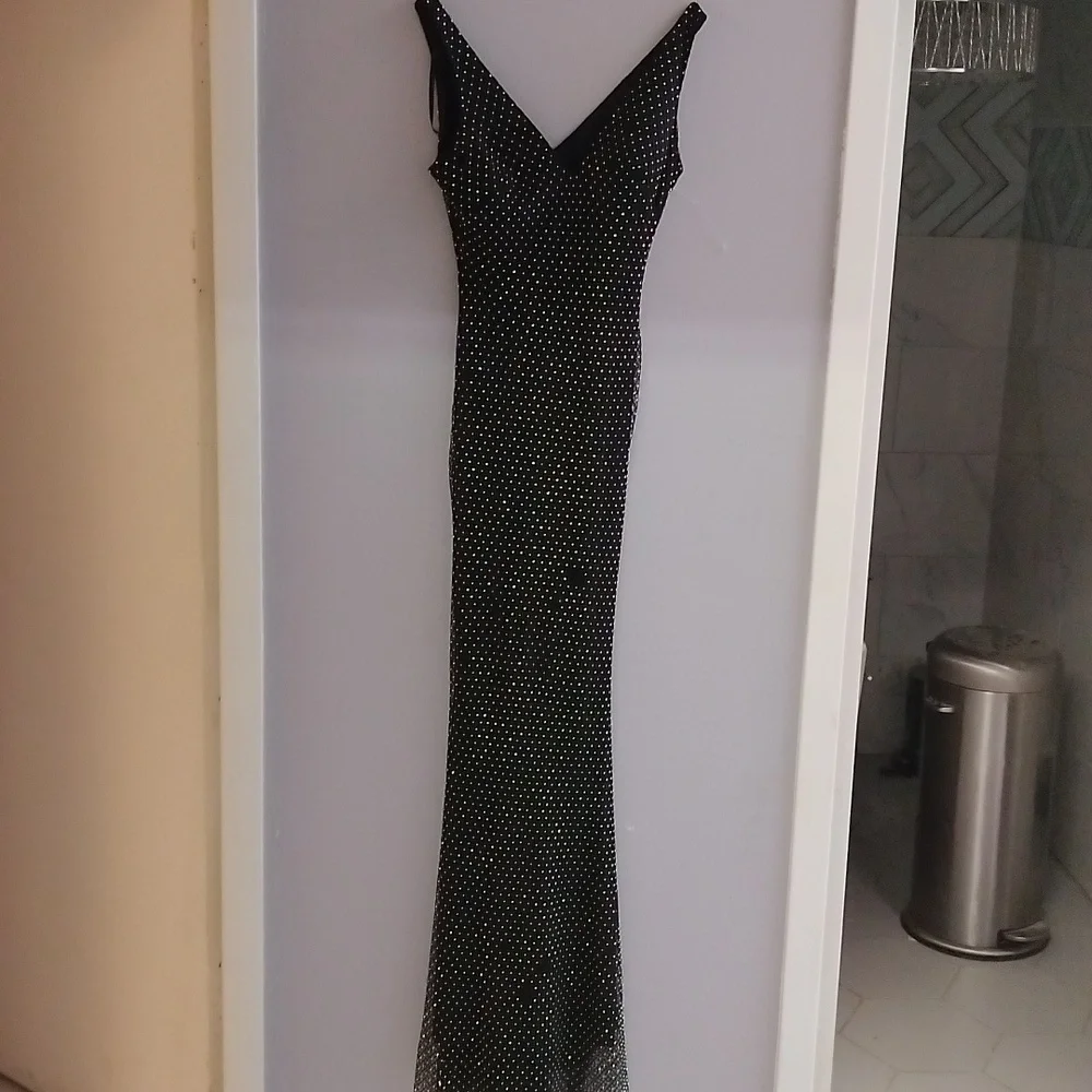Rhinestone Black Dress Bessie & Adams
